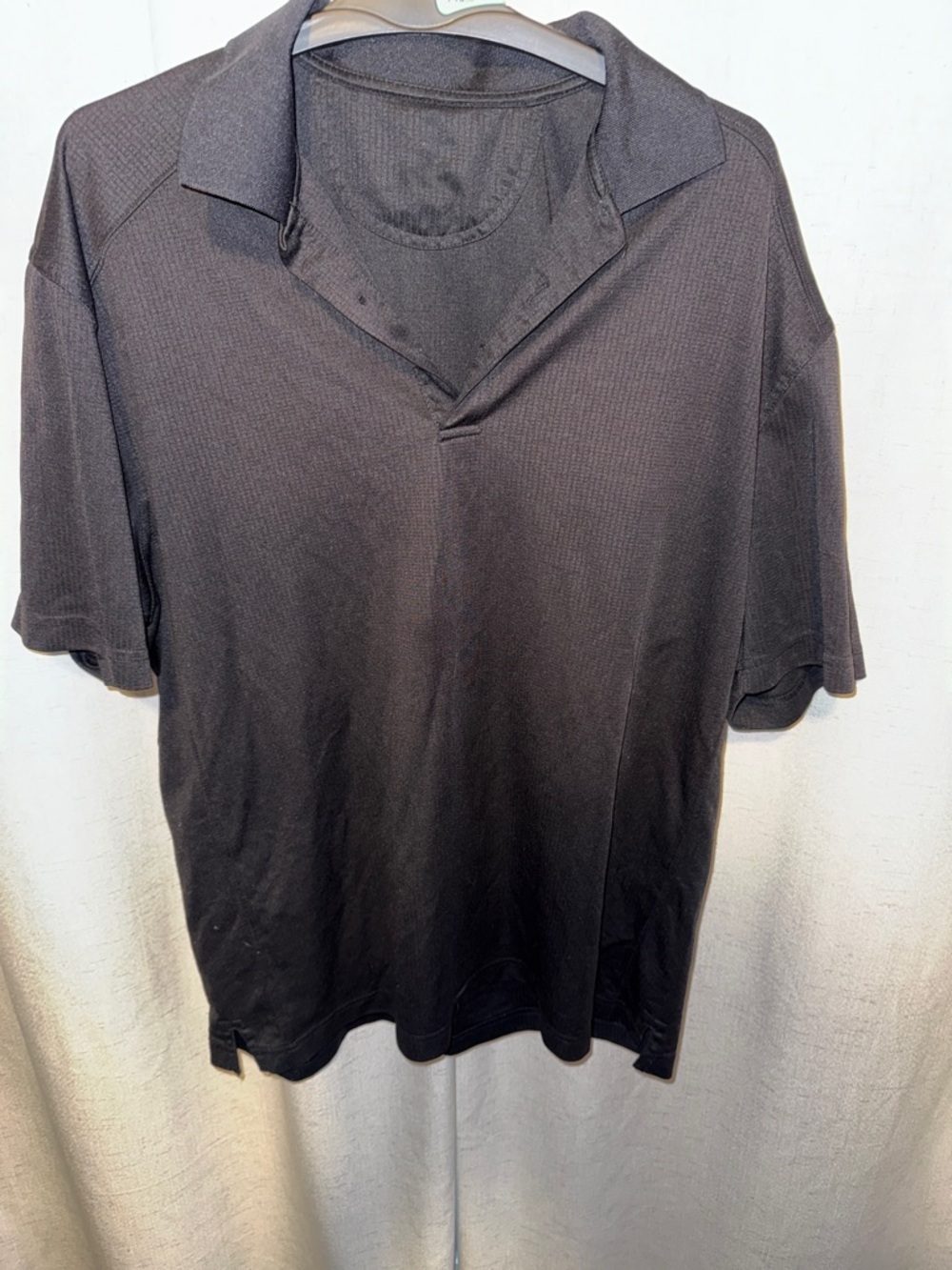Men's Black Polo Shirt with Spread Collar